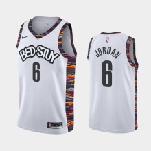 NBA Men New Brooklyn Nets White City #6 JORDAN Jersey High Quality Name and Number Print