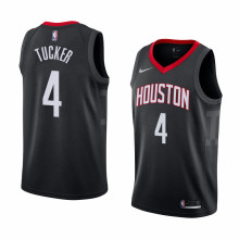 NBA Men Houston Rockets Black #4 TUCKER Jersey High Quality Name and Number Print