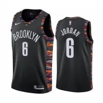 NBA Men New Brooklyn Nets Black City #6 JORDAN Jersey High Quality Name and Number Print