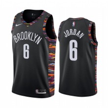 NBA Men New Brooklyn Nets Black City #6 JORDAN Jersey High Quality Name and Number Print