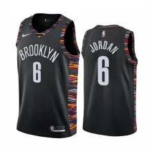 NBA Men New Brooklyn Nets Black City #6 JORDAN Jersey High Quality Name and Number Print