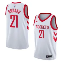 NBA Men Houston Rockets White #21 ONUAKU Jersey High Quality Name and Number Print