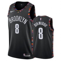 NBA Men New Brooklyn Nets Black City #8 DINWIDDIE Jersey High Quality Name and Number Print