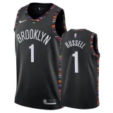 NBA Men New Brooklyn Nets Black City #1 RUSSELL Jersey High Quality Name and Number Print