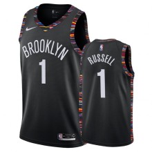 NBA Men New Brooklyn Nets Black City #1 RUSSELL Jersey High Quality Name and Number Print