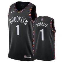NBA Men New Brooklyn Nets Black City #1 RUSSELL Jersey High Quality Name and Number Print