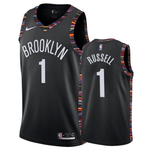 NBA Men New Brooklyn Nets Black City #1 RUSSELL Jersey High Quality Name and Number Print