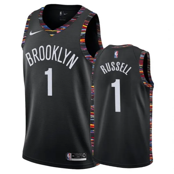 NBA Men New Brooklyn Nets Black City #1 RUSSELL Jersey High Quality Name and Number Print