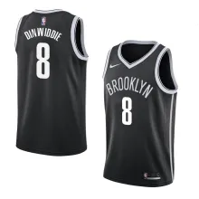 NBA Men New Brooklyn Nets Black #8 DINWIDDIE Jersey High Quality Name and Number Print