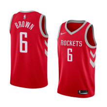 NBA Men Houston Rockets Red #6 BROWN Jersey High Quality Name and Number Print