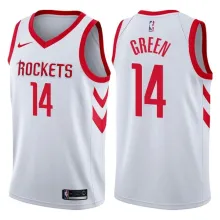 NBA Men Houston Rockets White #14 GREEN Jersey High Quality Name and Number Print