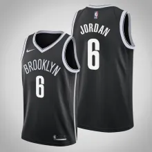 NBA Men New Brooklyn Nets Black #6 JORDAN Jersey High Quality Name and Number Print