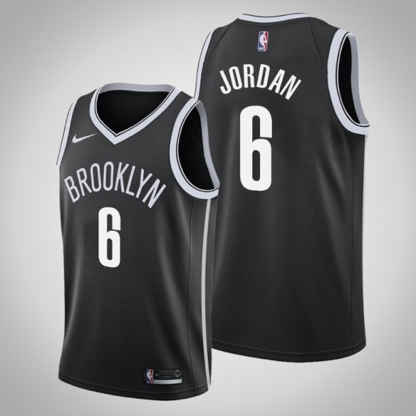 NBA Men New Brooklyn Nets Black #6 JORDAN Jersey High Quality Name and Number Print