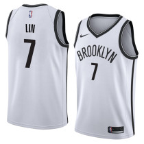 NBA Men New Brooklyn Nets White #7 LIN Jersey High Quality Name and Number Print
