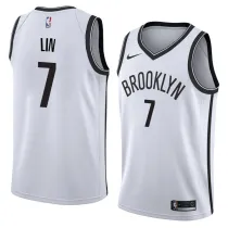 NBA Men New Brooklyn Nets White #7 LIN Jersey High Quality Name and Number Print