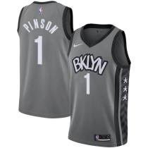 NBA Men New Brooklyn Nets Grey City #1 PINSON Jersey High Quality Name and Number Print