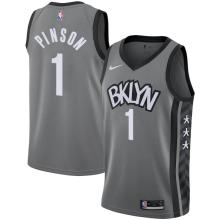 NBA Men New Brooklyn Nets Grey City #1 PINSON Jersey High Quality Name and Number Print