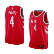 NBA Men Houston Rockets Red #4 TUCKER Jersey High Quality Name and Number Print