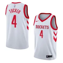 NBA Men Houston Rockets White #4 TUCKER Jersey High Quality Name and Number Print