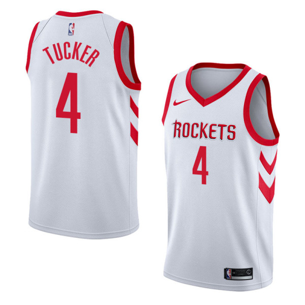 NBA Men Houston Rockets White #4 TUCKER Jersey High Quality Name and Number Print