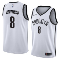 NBA Men New Brooklyn Nets White #8 DINWIDDIE Jersey High Quality Name and Number Print