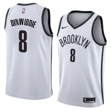 NBA Men New Brooklyn Nets White #8 DINWIDDIE Jersey High Quality Name and Number Print