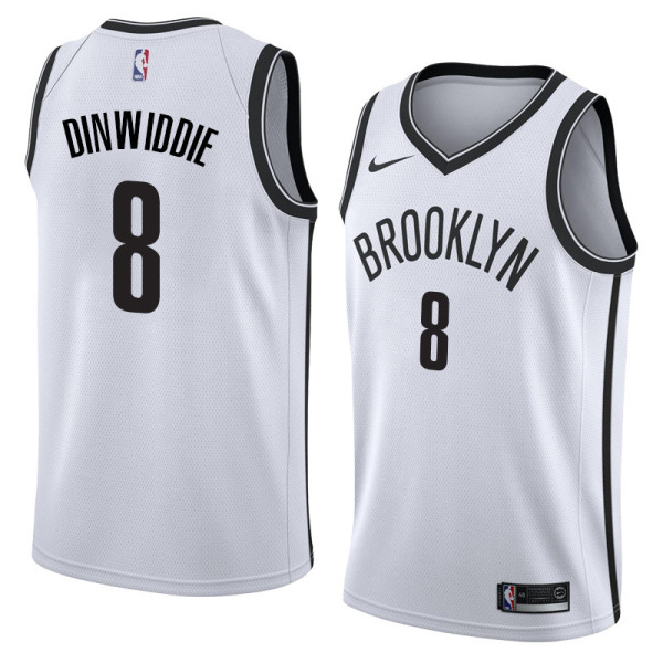 NBA Men New Brooklyn Nets White #8 DINWIDDIE Jersey High Quality Name and Number Print