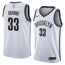 NBA Men New Brooklyn Nets White #33 CRABBE Jersey High Quality Name and Number Print