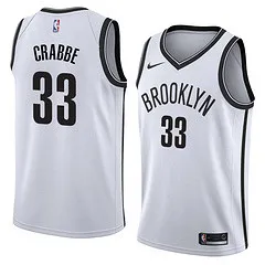 NBA Men New Brooklyn Nets White #33 CRABBE Jersey High Quality Name and Number Print