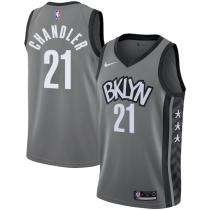 NBA Men New Brooklyn Nets Grey City #21 CHANDLER Jersey High Quality Name and Number Print