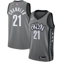 NBA Men New Brooklyn Nets Grey City #21 CHANDLER Jersey High Quality Name and Number Print