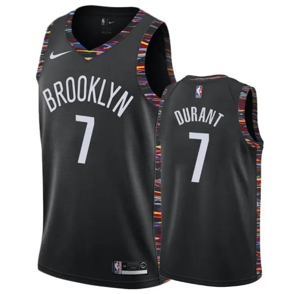 NBA Men New Brooklyn Nets Black City #7 DURANT Jersey High Quality Name and Number Print