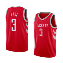 NBA Men Houston Rockets Red #3 PAUL Jersey High Quality Name and Number Print