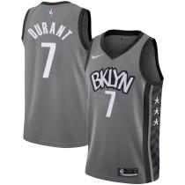 NBA Men New Brooklyn Nets Grey City #7 DURANT Jersey High Quality Name and Number Print