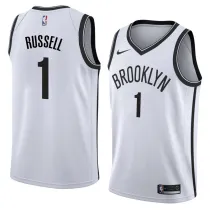 NBA Men New Brooklyn Nets White #1 RUSSELL Jersey High Quality Name and Number Print