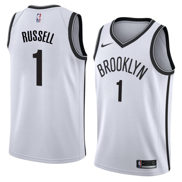 NBA Men New Brooklyn Nets White #1 RUSSELL Jersey High Quality Name and Number Print