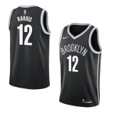 NBA Men New Brooklyn Nets Black #12 HARRIS Jersey High Quality Name and Number Print