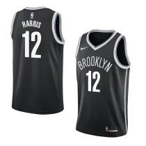 NBA Men New Brooklyn Nets Black #12 HARRIS Jersey High Quality Name and Number Print