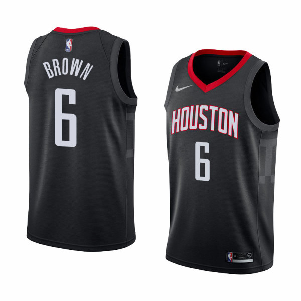 NBA Men Houston Rockets Black #6 BROWN Jersey High Quality Name and Number Print