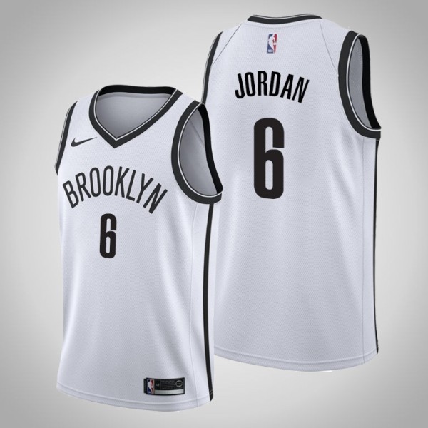 NBA Men New Brooklyn Nets White #6 JORDAN Jersey High Quality Name and Number Print