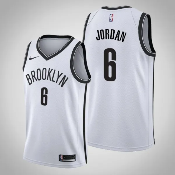 NBA Men New Brooklyn Nets White #6 JORDAN Jersey High Quality Name and Number Print