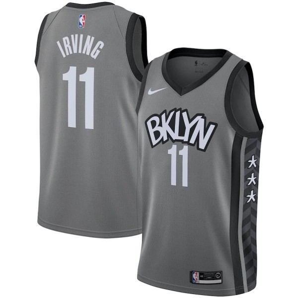 NBA Men New Brooklyn Nets Grey City #11 IRVING Jersey High Quality Name and Number Print