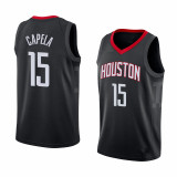 NBA Men Houston Rockets Black #15 CAPELA Jersey High Quality Name and Number Print