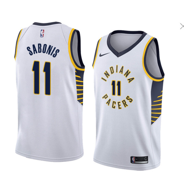 NBA Men Indiana Pacers White #11 SABONIS Jersey High Quality Name and Number Print
