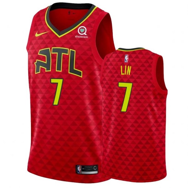 NBA Men Atlanta Hawks Red #7 LIN Jersey High Quality Name and Number Print