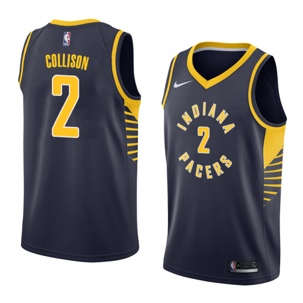 NBA Men Indiana Pacers Dark Blue #2 COLLISON Jersey High Quality Name and Number Print