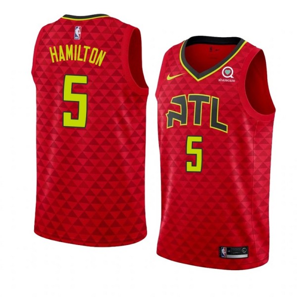 NBA Men Atlanta Hawks Red #5 HAMILTON Jersey High Quality Name and Number Print