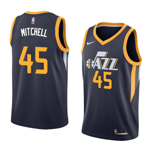NBA Men Utah Jazz Dark Blue #45 MITCHELL Jersey High Quality Name and Number Print