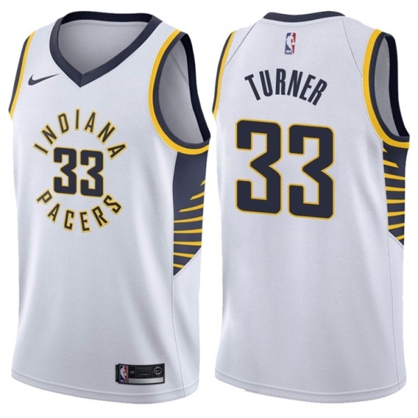 NBA Men Indiana Pacers White #33 TURNER Jersey High Quality Name and Number Print