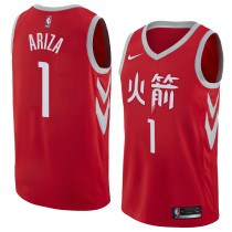 NBA Men Houston Rockets Red Jersey Chinese Version #1 ARIZA High Quality Name and Number Print